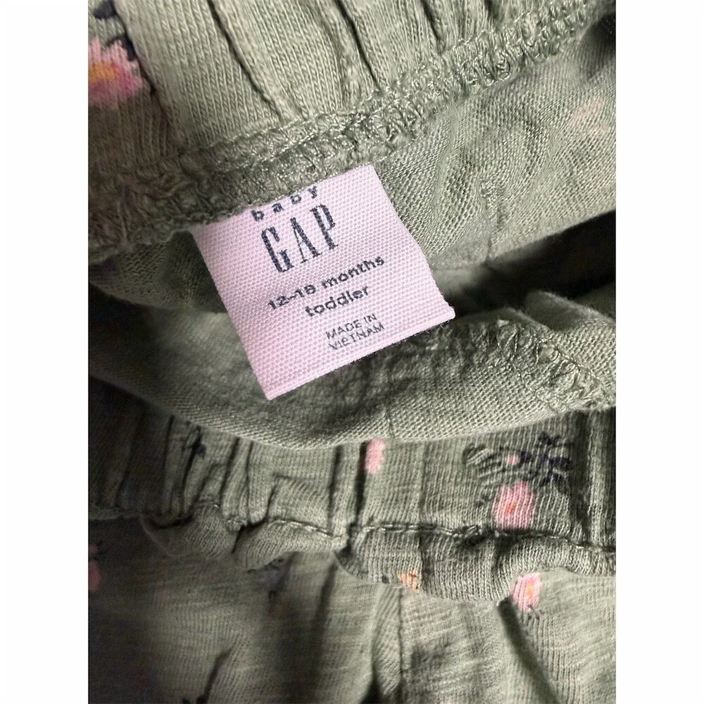 Baby GAP Toddler Girls Jogger Pants Green Floral Size 12-18 Months